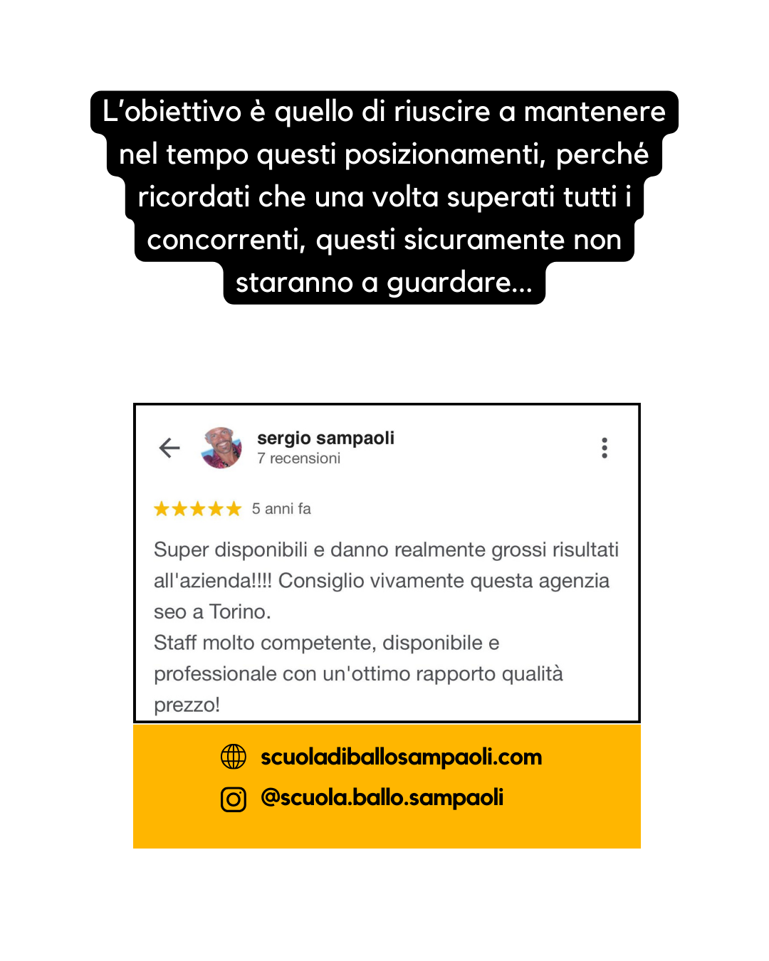 L’obiettivo è quello di riuscire a mantenere nel tempo questi posizionamenti, perché ricordati che una volta superati tutti i concorrenti, questi sicuramente non staranno a guardare