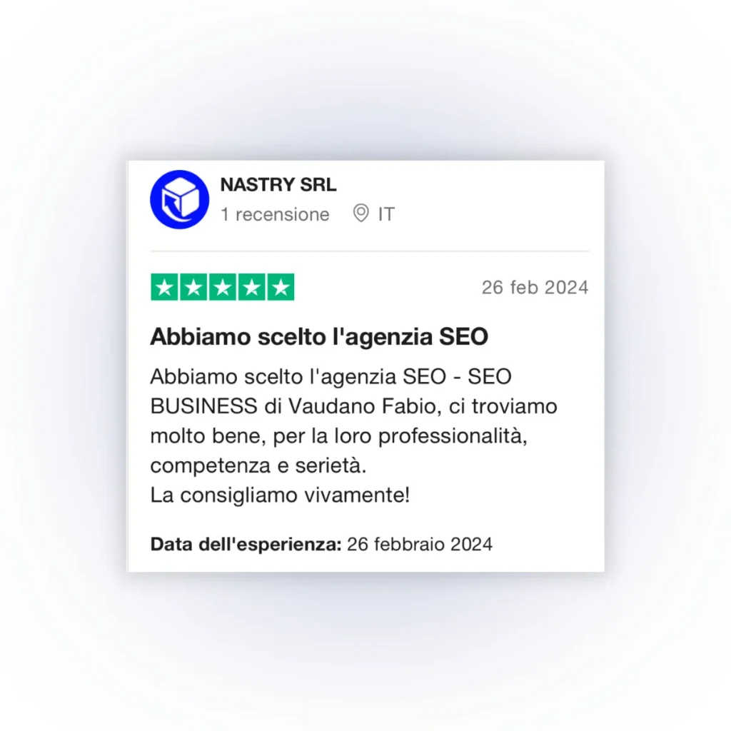 seo per aziende - Recensione cliente